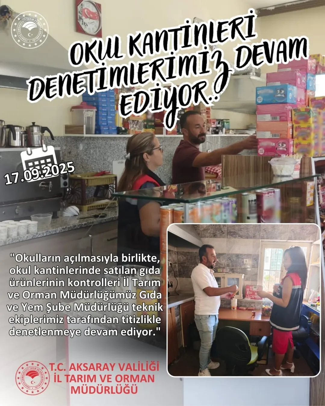 Aksaray'da Okul Kantinlerinde Denetimler Artırıldı