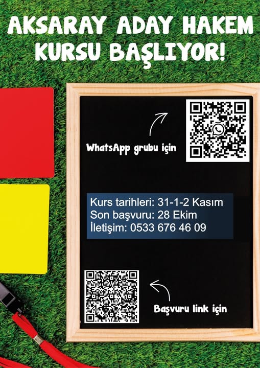 Aksaray'da Ücretsiz Futbol Aday Hakem Kursu Başvuruları Başladı