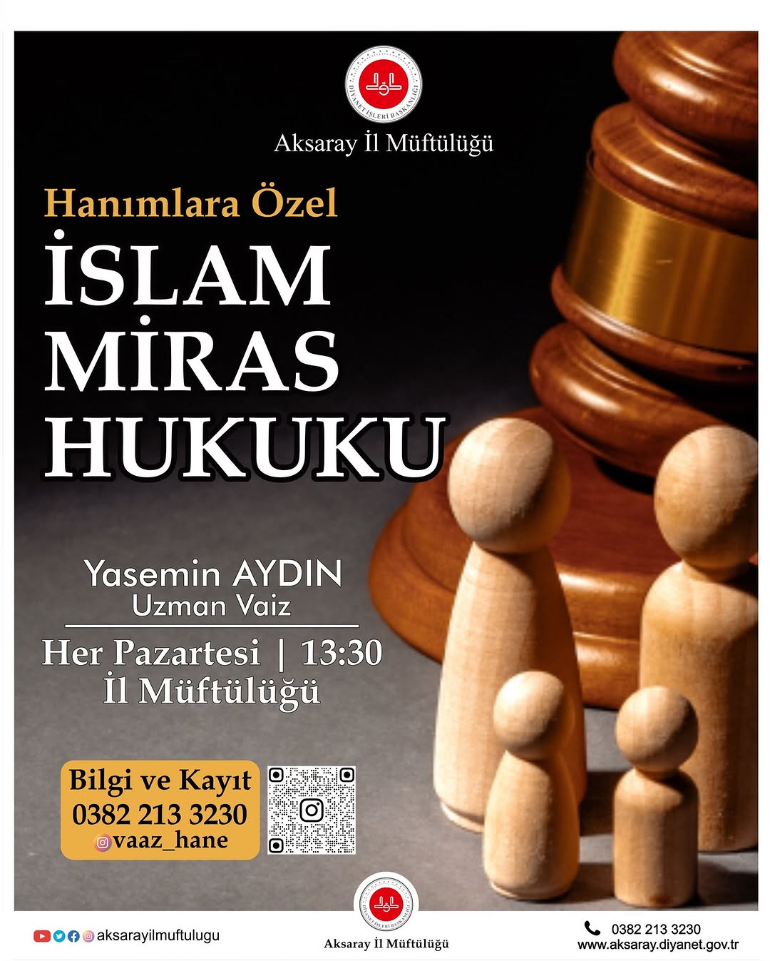 Aksaray'da Hanımlara Özel Ücretsiz İslam Miras Hukuku Dersleri Başlıyor