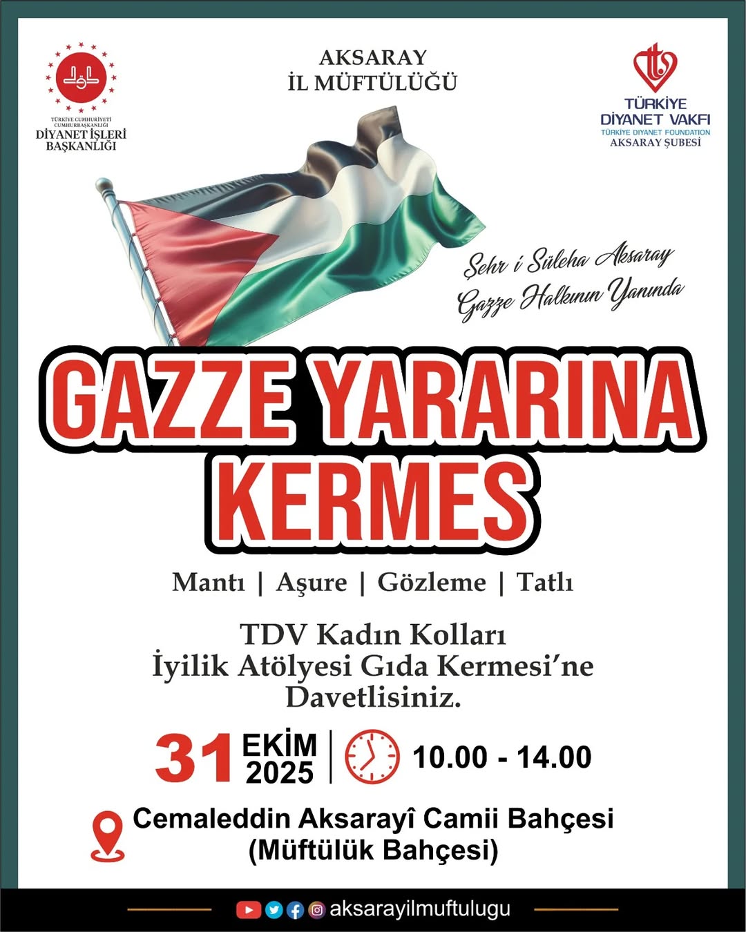 Gazze İçin Dayanışma Kermesi Aksaray'da Düzenlenecek