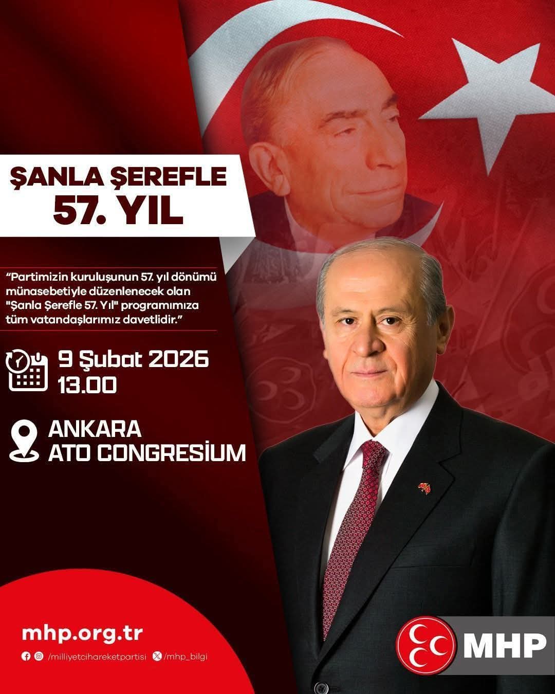 MHP’nin 57. Kuruluş Yıl Dönümü Programına Aksaray’dan Toplu Katılım