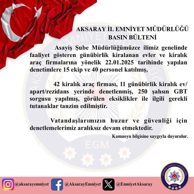 Aksaray'da Kiralık Araç Firmalarına Sıkı Denetim