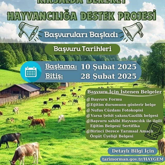 Kırsalda Bereket Hayvancılığa Destek Projesi Başvuruları Başladı