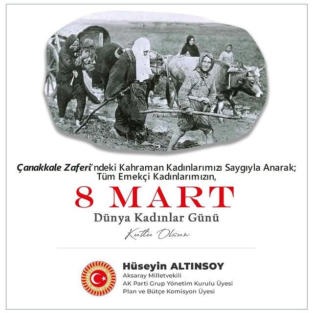 Hüseyin Altınsoy'dan 8 Mart Dünya Kadınlar Günü Mesajı