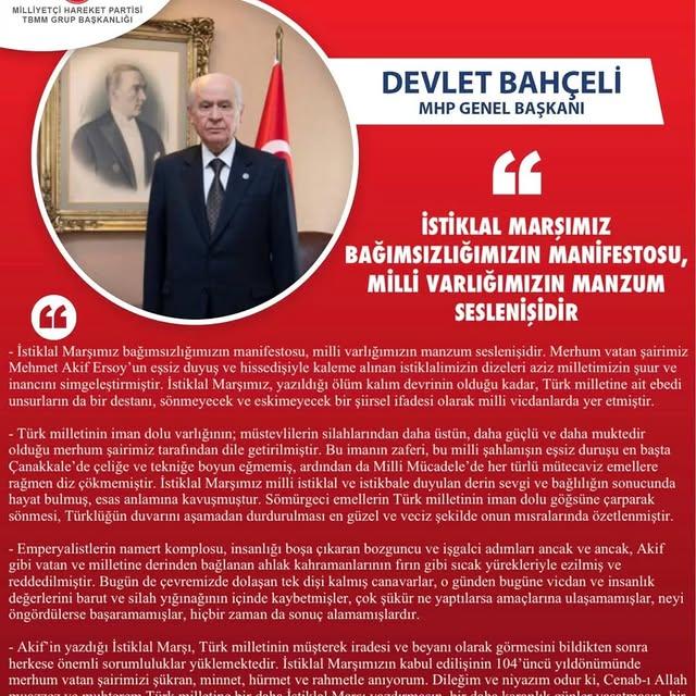 MHP Aksaray İl Başkanı'ndan İstiklal Marşı Açıklaması