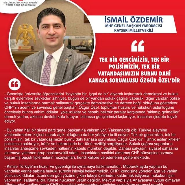 MHP'den Özgür Özel'e Tepki: 
