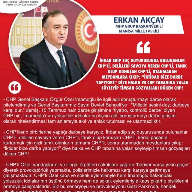 MHP'den CHP'ye Darbe İddiası ve Yolsuzluk Suçlamaları