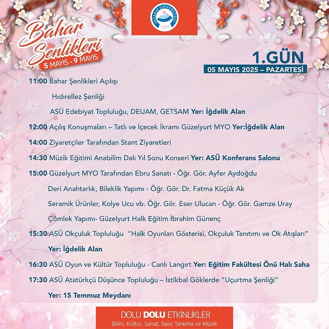 Aksaray Üniversitesi Bahar Şenlikleri, 5-9 Mayıs'ta Bilim, Sanat ve Sporla Coşacak
