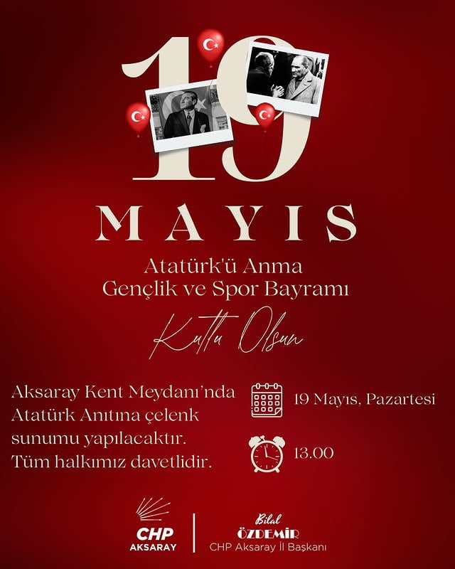 Aksaray'da 19 Mayıs Atatürk'ü Anma Gençlik ve Spor Bayramı Çelenk Sunumu