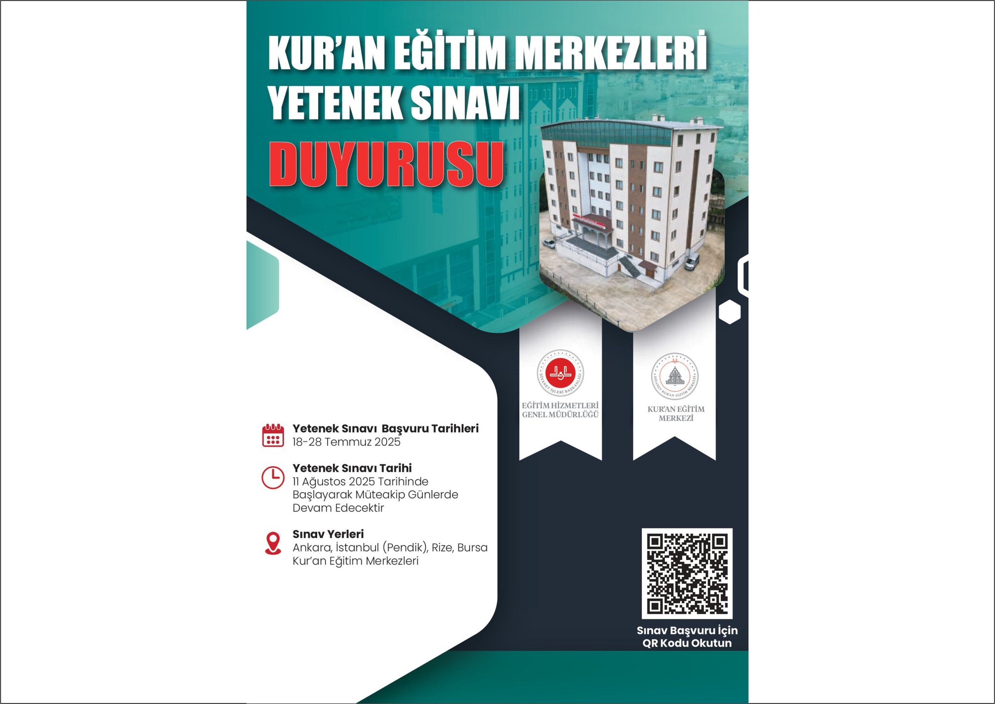 Diyanet İşleri Başkanlığı 10 Yeni Kur'an Eğitim Merkezi Açtı, Yetenek Sınavı Başvuruları Başlıyor
