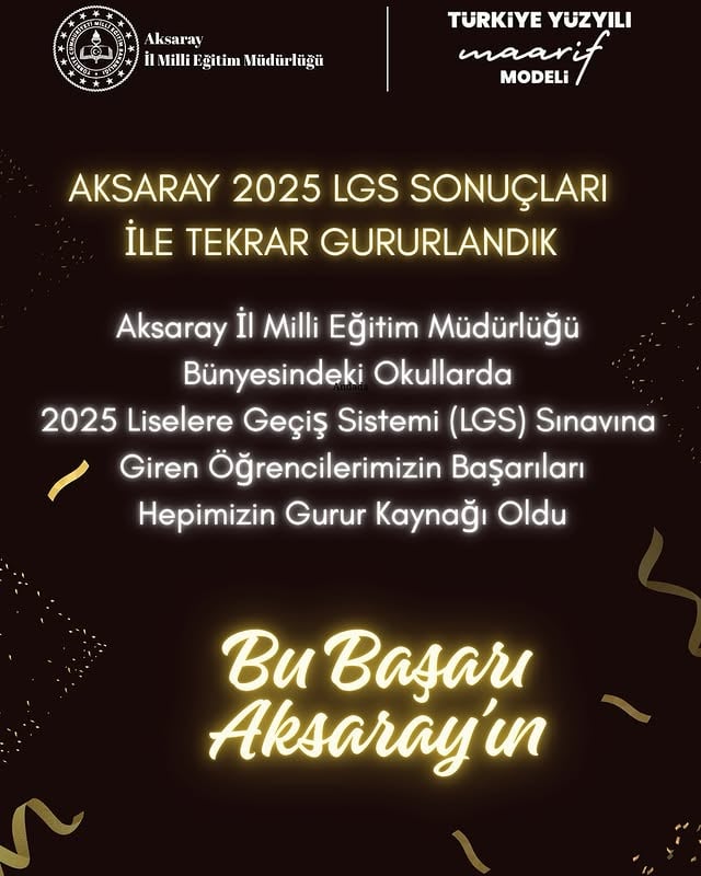 Aksaray LGS'de Büyük Başarı Elde Etti: 524 Öğrenci İlk 10'da