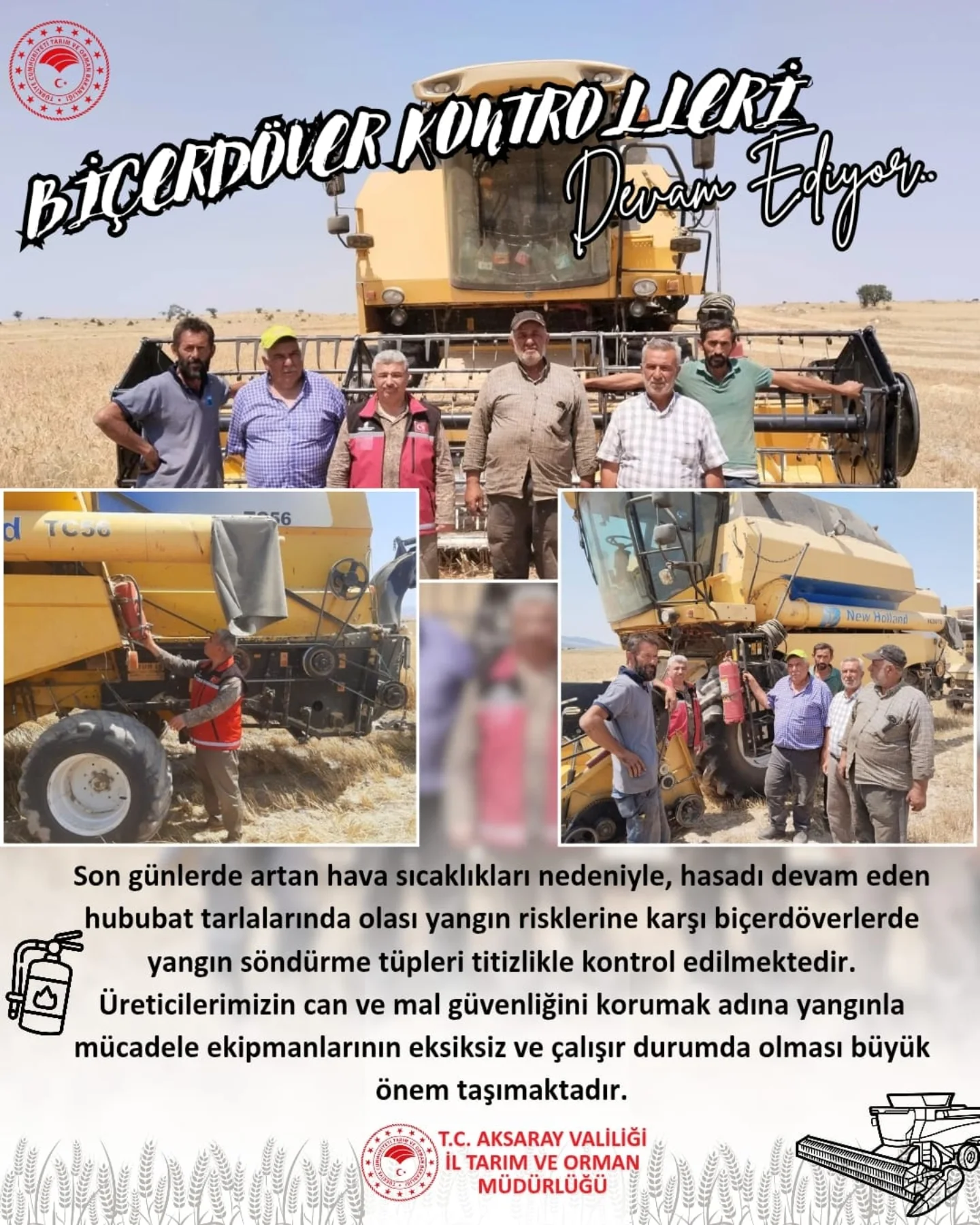 Aksaray'da Hububat Tarlalarında Yangın Riskine Karşı Önlem Alındı
