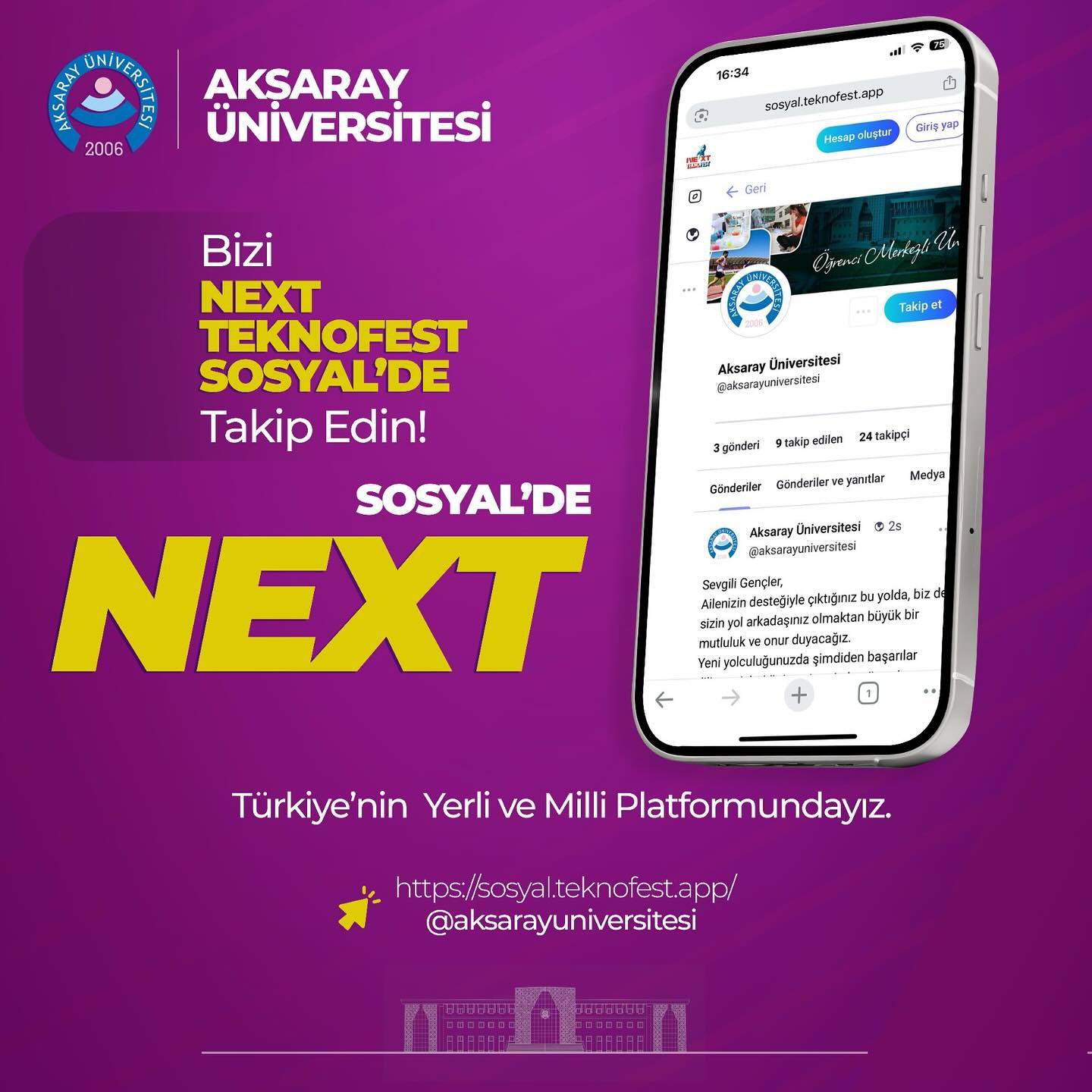 Aksaray Üniversitesi, Yerli Sosyal Medya Platformu NEXT'te Yerini Aldı