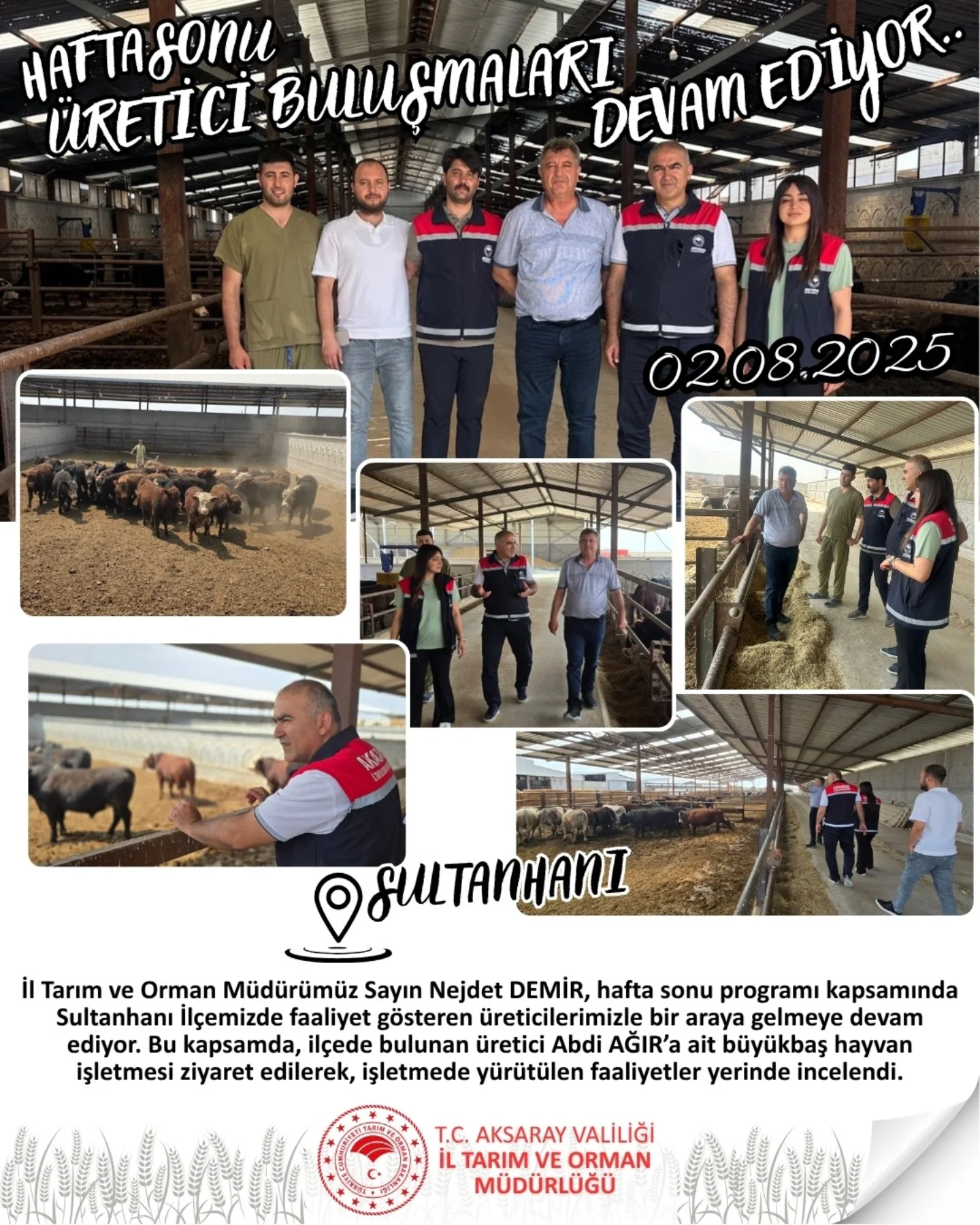Aksaray'da Üreticilerle İstişare Devam Ediyor: Hayvancılık Sektörüne Destek