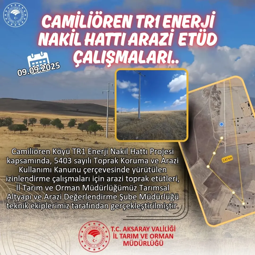 Aksaray'da Toprak Koruma Çalışmaları Kapsamında Enerji Nakil Hattı Projesi İçin Etüt Yapıldı