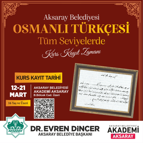 AKSARAY BELEDİYESİ'NDEN OSMANLI TÜRKÇESİ KURSU